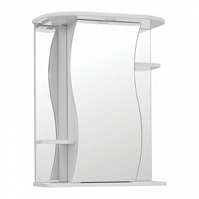 Зеркало-шкаф Style Line Лилия 55/С Эко Волна белое с полочкой подсветка Водяной